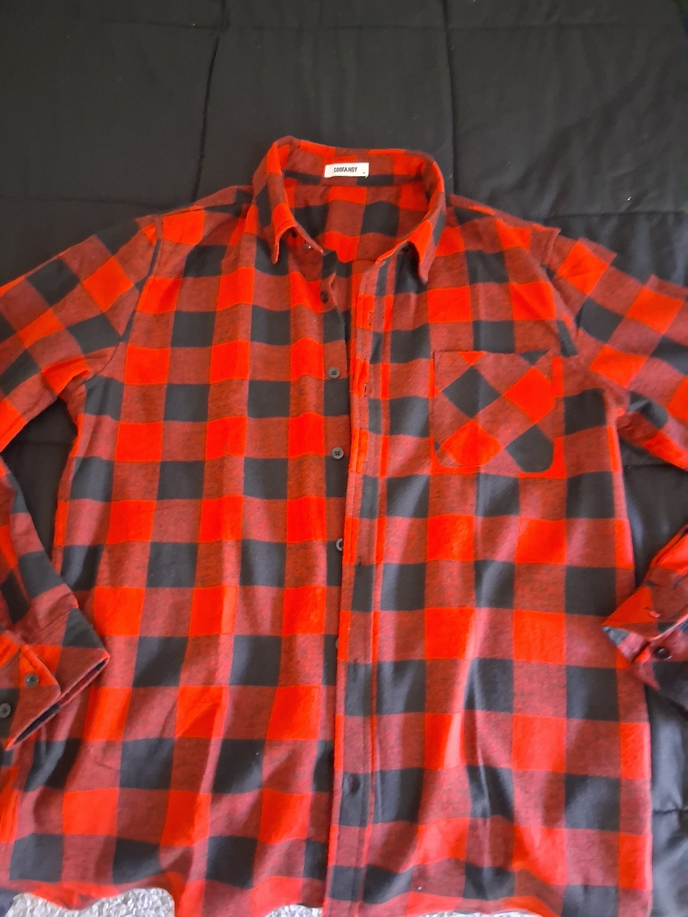 Unknown Brand Red and Black Plaid Button-Down Shirt